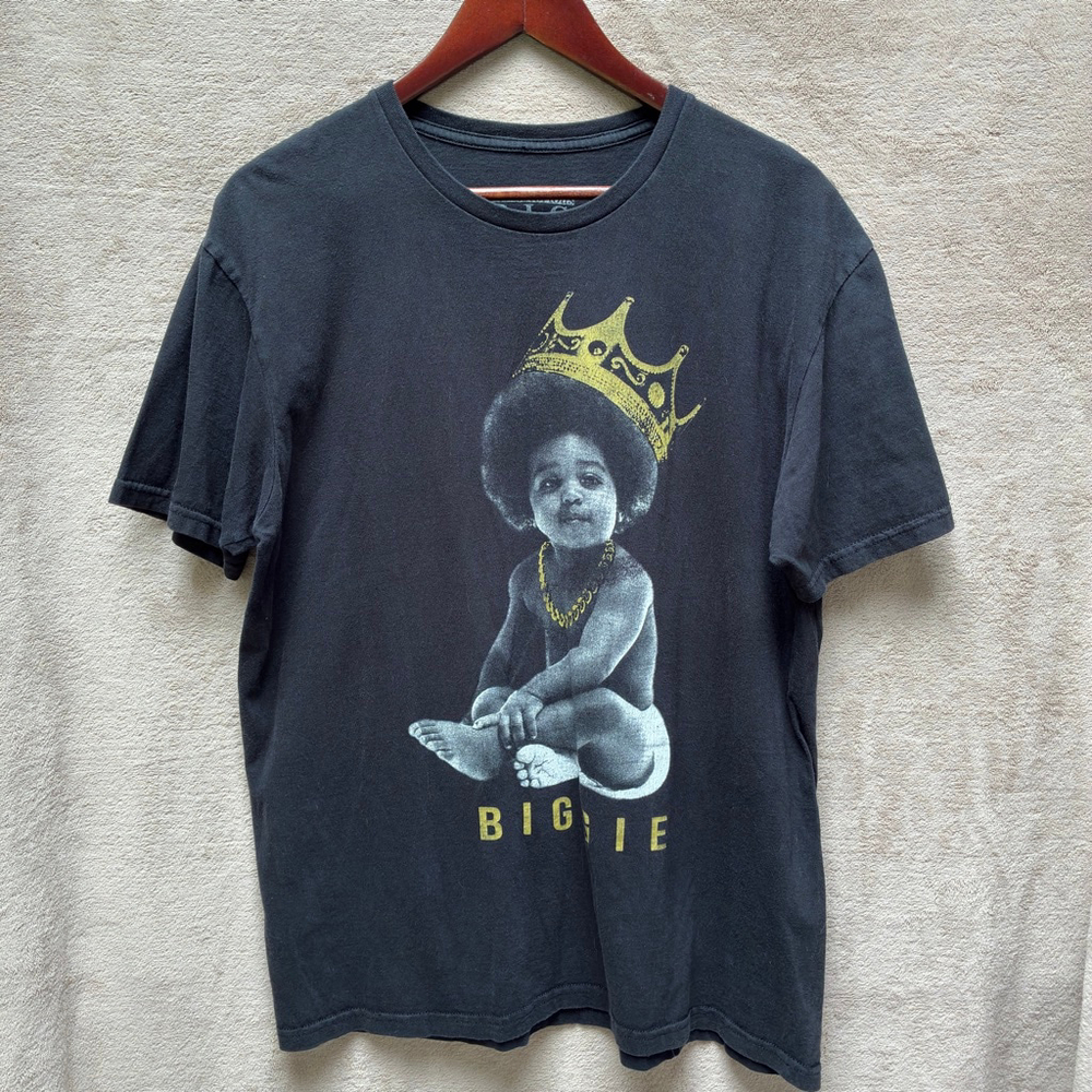 Men's Brooklyn Mint Notorious B.I.G. Black Gold Short Sleeve Tee M 100% Cotton